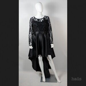 Black Satin & Lace High low Dress